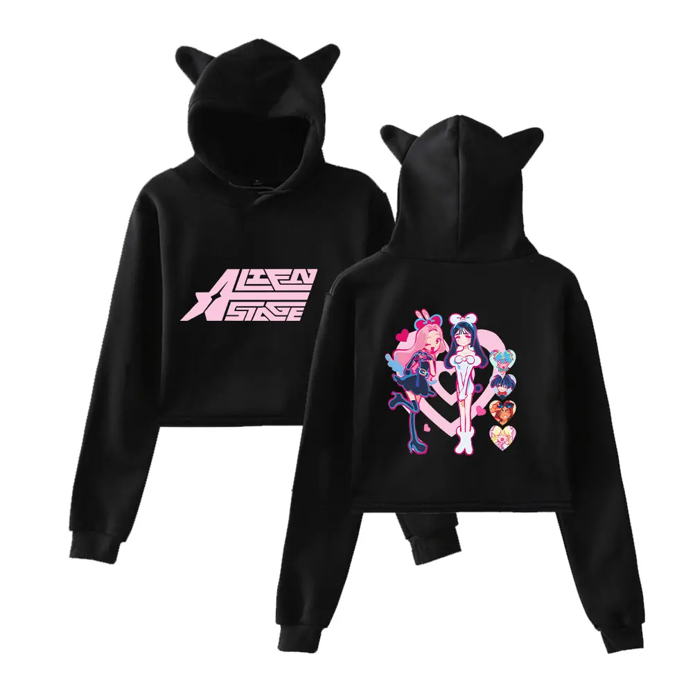 Alien Stage 2025 Merch Hoodies Sweatshirt for Girls Cat Ear Crop Pullover Casual Clothes