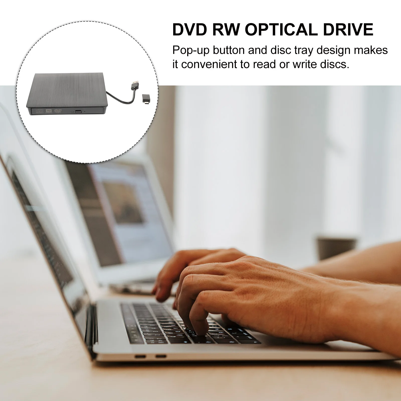 

External Cd Dvd Burner USB Powered Plug and Play Slot in Load Drive for System Installation Pop-Up Tray Black Cd