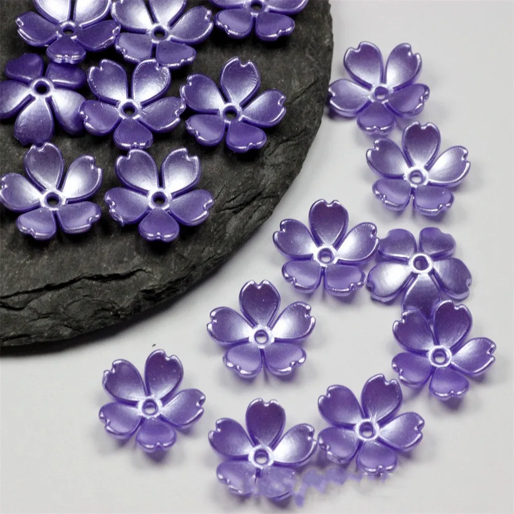 50Pcs 15MM Fünf Blütenblatt Blume Form Acryl Perlen Lose Spacer Perlen Für Schmuck Machen Diy Armbänder Handgemachte Accessoires