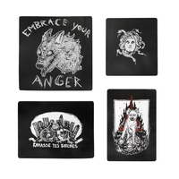 1PC Black Punk Woven Label Iron On Patch Anger Skull Morale Humorous Badge For Clothing Jacket Trucker Hat Bag Sew On DIY Gift