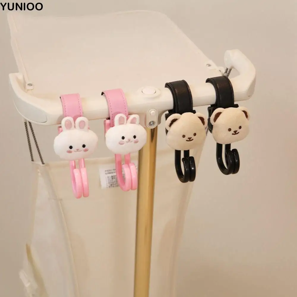 

Cute Bear Baby Stroller Hooks Double Hook Rabbit Hanging Hook Cartoon Cart Organizer Stroller Accessories Bicycle