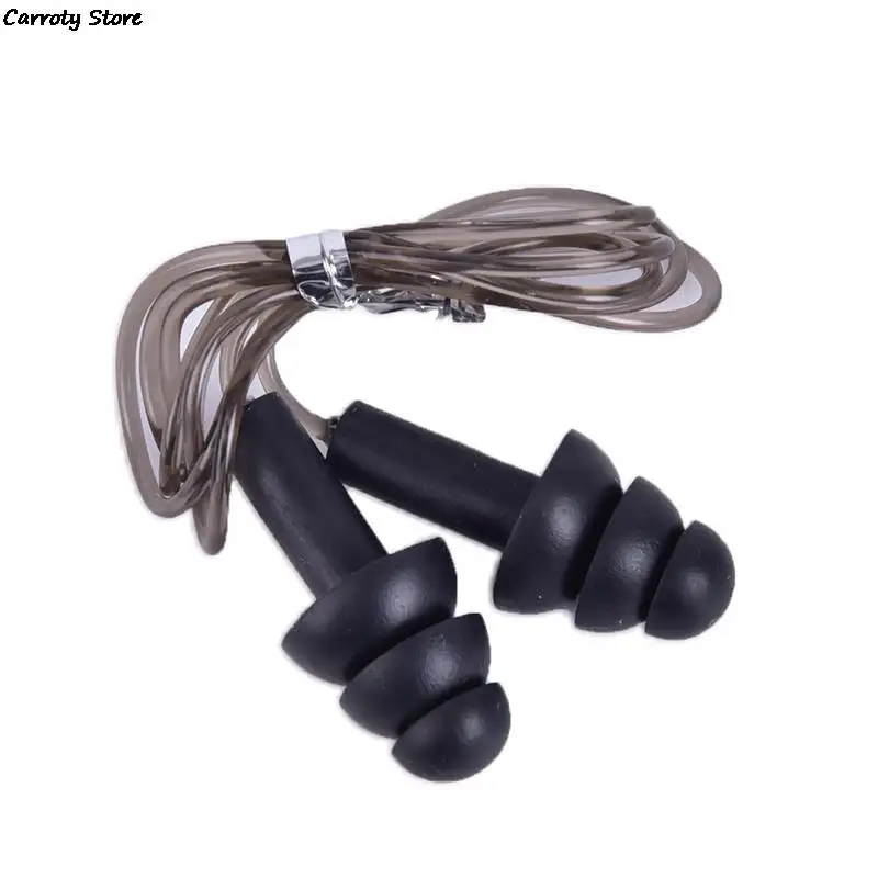 1Pair Noise Reduction Comfort Earplugs Silicone Soft Ear Plugs PVC Rope Earplugs Protective For Swimming For Sleep