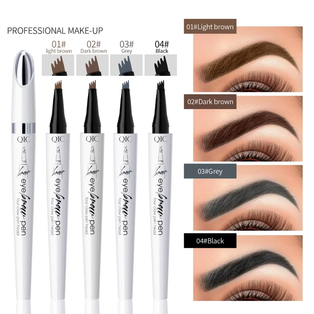 QIC Four-Claw Sketch Eyebrow Pencil 4 Fork Eyebrow Liquid Eye Brow Pencil Waterproof Long Lasting 3d Long Lasting Like Real