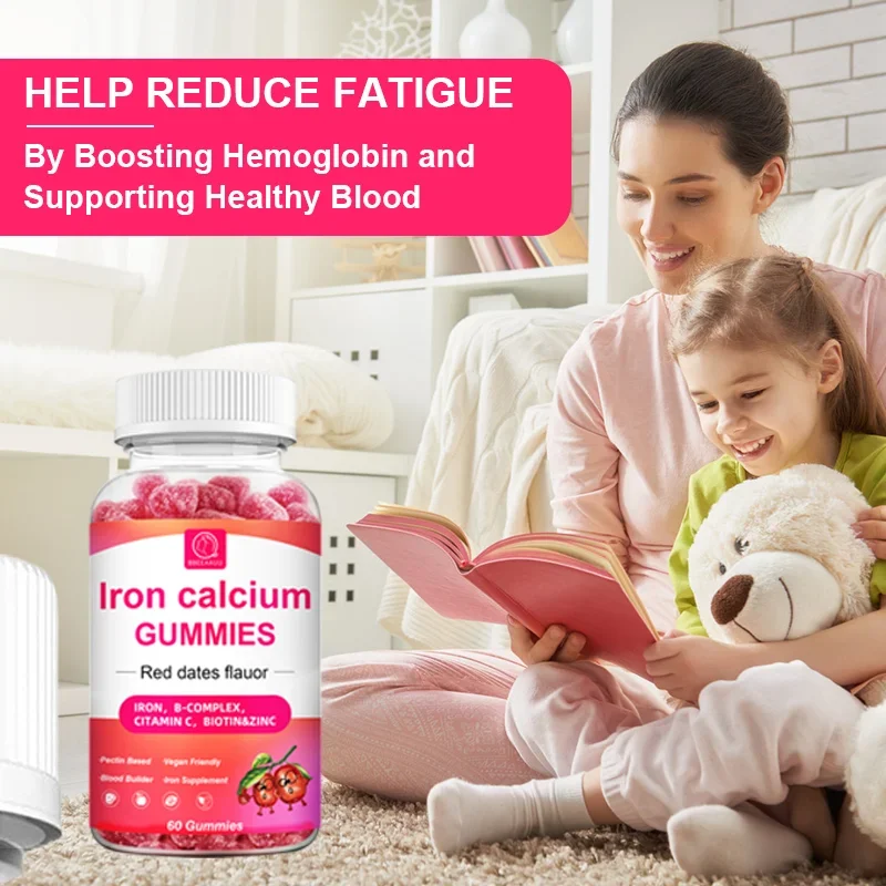 BBEEAAUU Red Dates Iron Calcium Gummies with Vitamins A,B,C Complex Support Energy ,Immune Health for Children and Adults