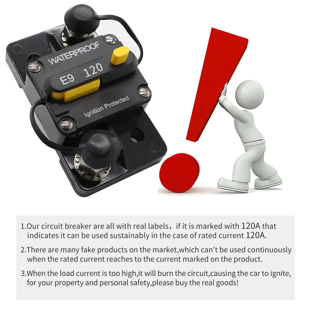 

Professional Car Circuit Breaker Waterproof Resettable Fuse Block DC Marine ATV Vehicles Overcurrent Relay Switch