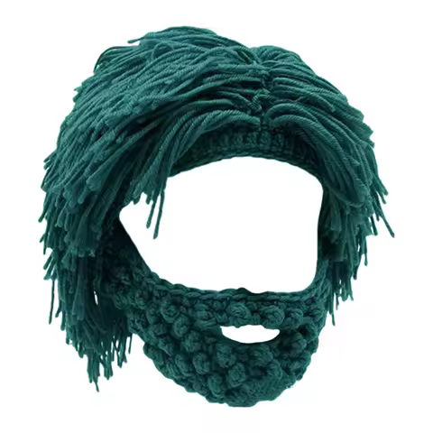 trending knitted funny gray beard wig hat winter warm cosplay party costume cap caveman homeless style headwear