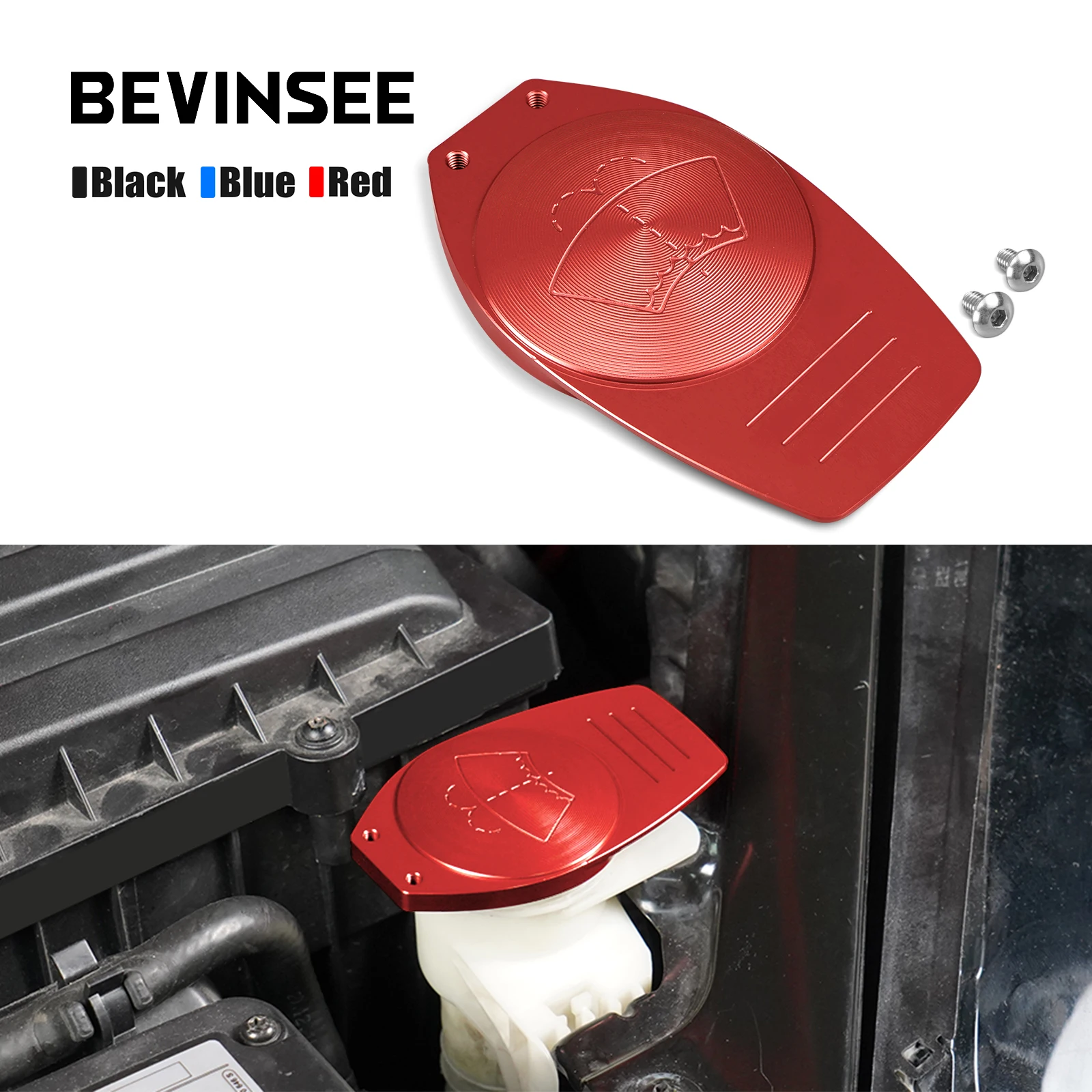 BEVINSEE Windshield Washer Reservoir Tank Cap for Audi A1 A3 TT S3 Q3, for Volkswagen for Golf MK7 MK7.5 GTI R, for SEAT Leon 5F