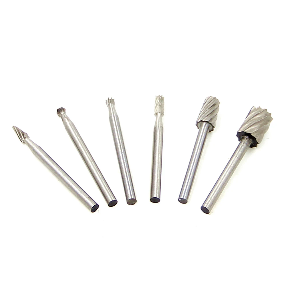 6pcs HSS Rotary Router Drill Bit Set Burr Tools Wood Drill Cutting DIY Routing Carving Electric Grinding Head EngravingTool