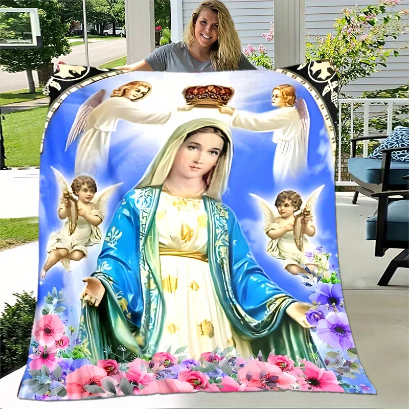 Soft Virgin Mary Flannel Blanket Perfect For Travel, Sofa, Bed, And Home Decor Ideal Birthday Or Holiday Gift For Boys, Girls