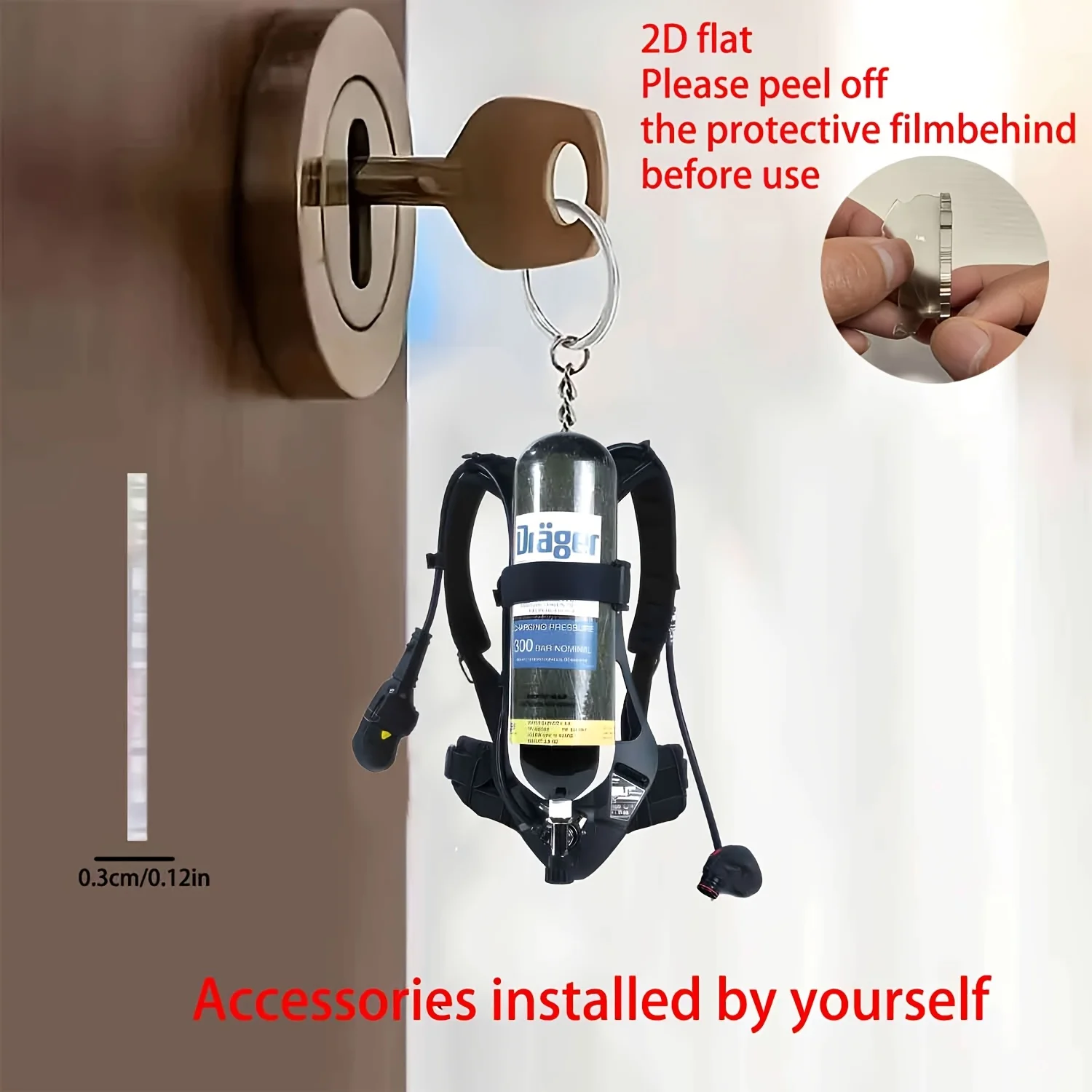 2D Diving Bottle Keychain Acrylic Party Favors Hanging Ornament Holiday Accessories Festive Pendant Gifts for Women Men Friends