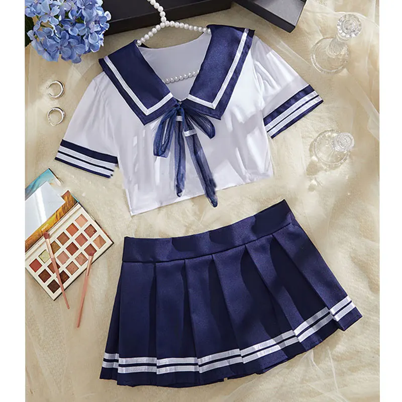 JK Uniform Pajama Set Women Cosplay Nightgown And Lingerie Kit Bow-Tie Mini Top Short Drees Suit College-Style Underwear Pajamas