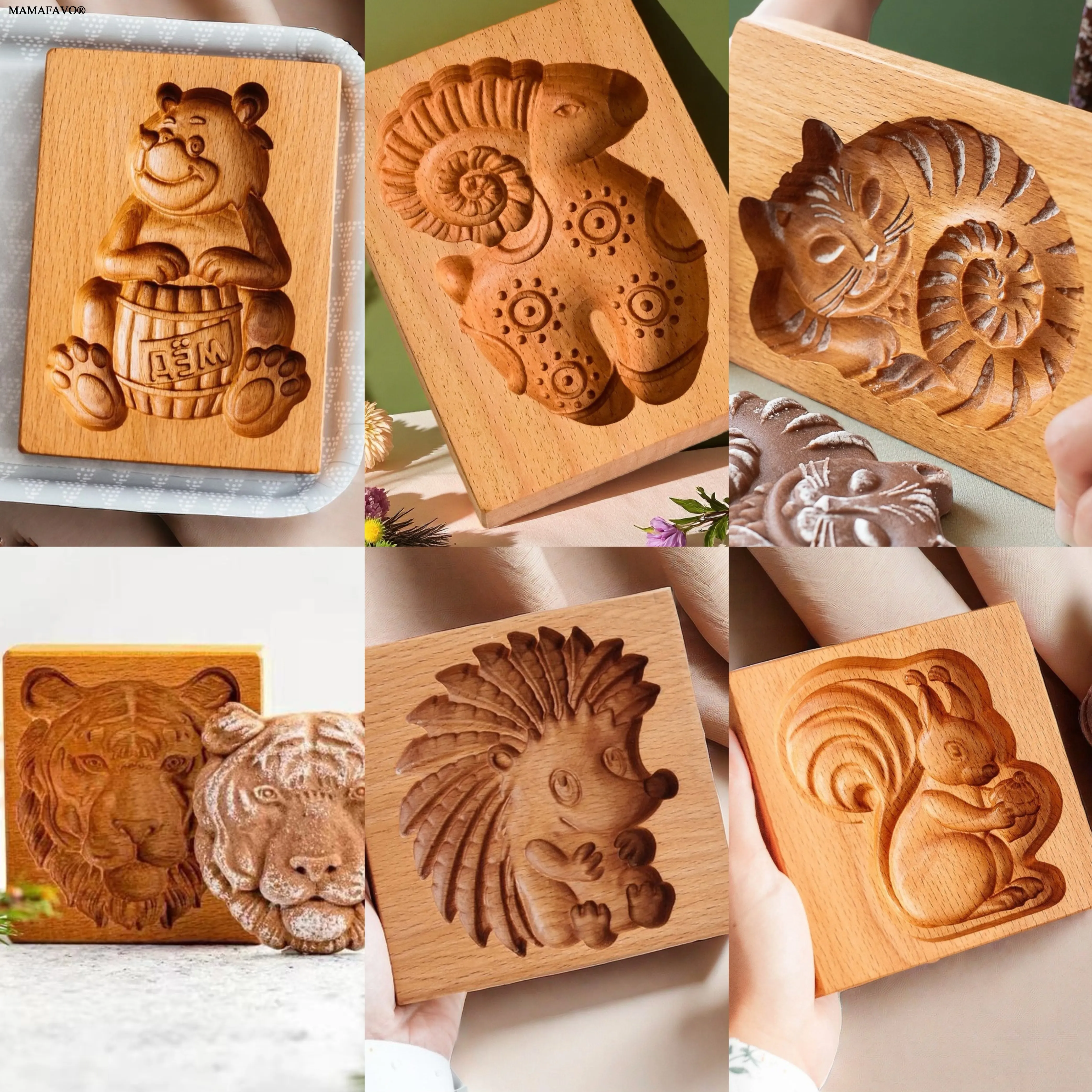 28 Styles Animal Cookie Molds Wooden Gingerbread Moulds Press 3D Cake Embossing Baking Mold Cutter Bakery Accessories F016
