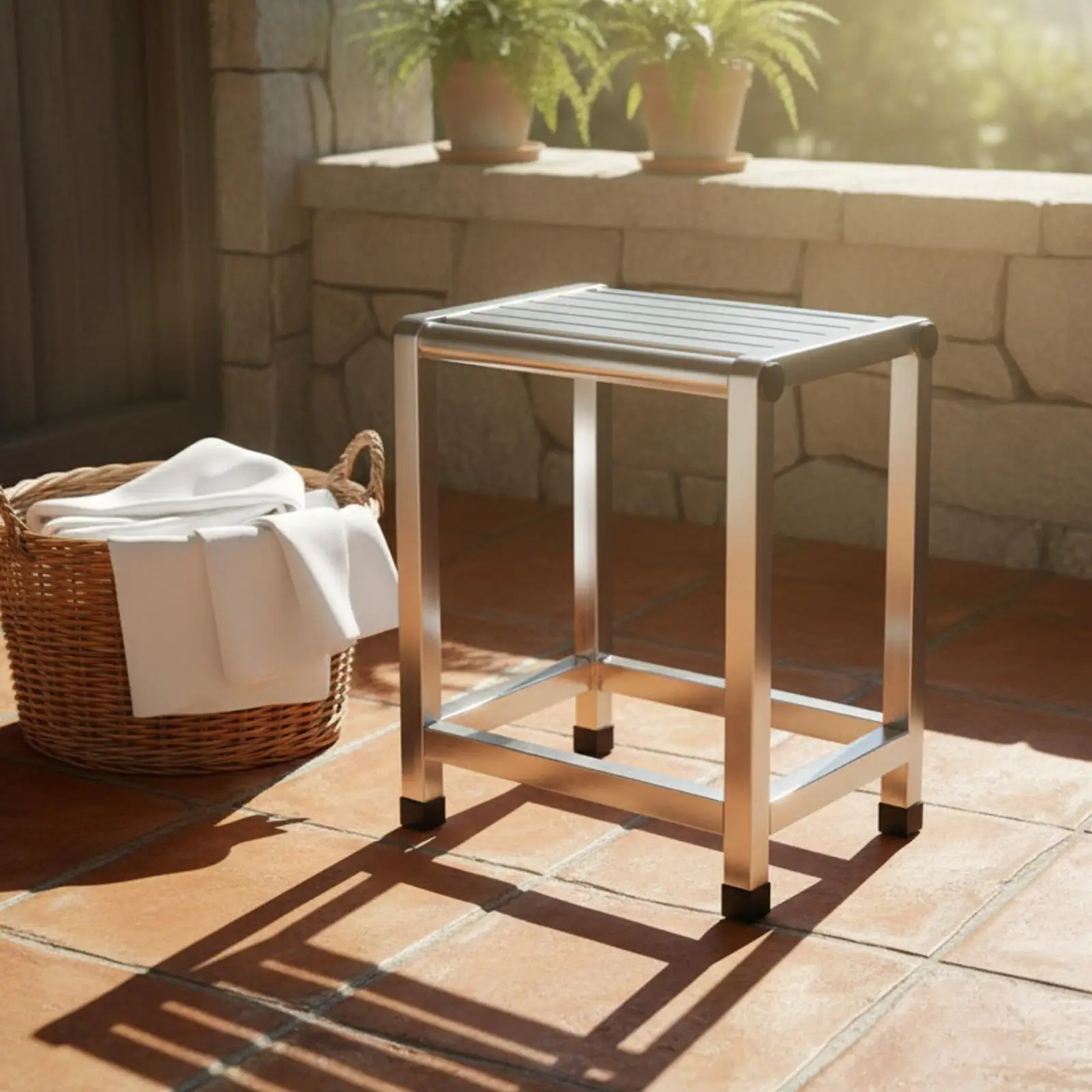 Modern Stainless Steel Shower Stool Non Slip Bathroom Bench for Inside Shower and House Assistance