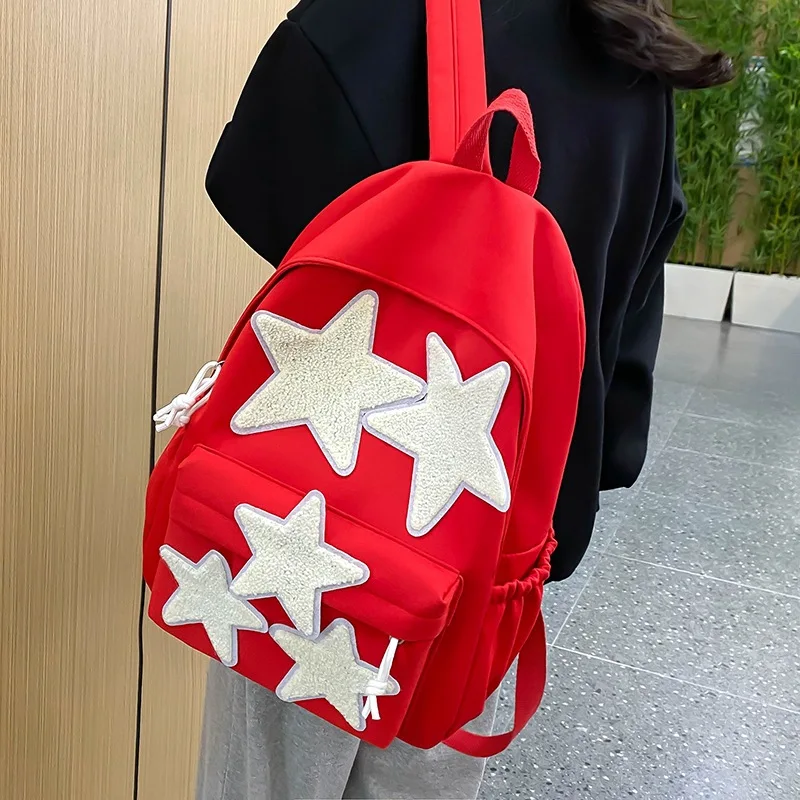 

Teenagers Cute Backpack Large Capacity Star Pattern Backpack Girl Nylon Fabric Splash-Proof Versatile Backpack School Backpack