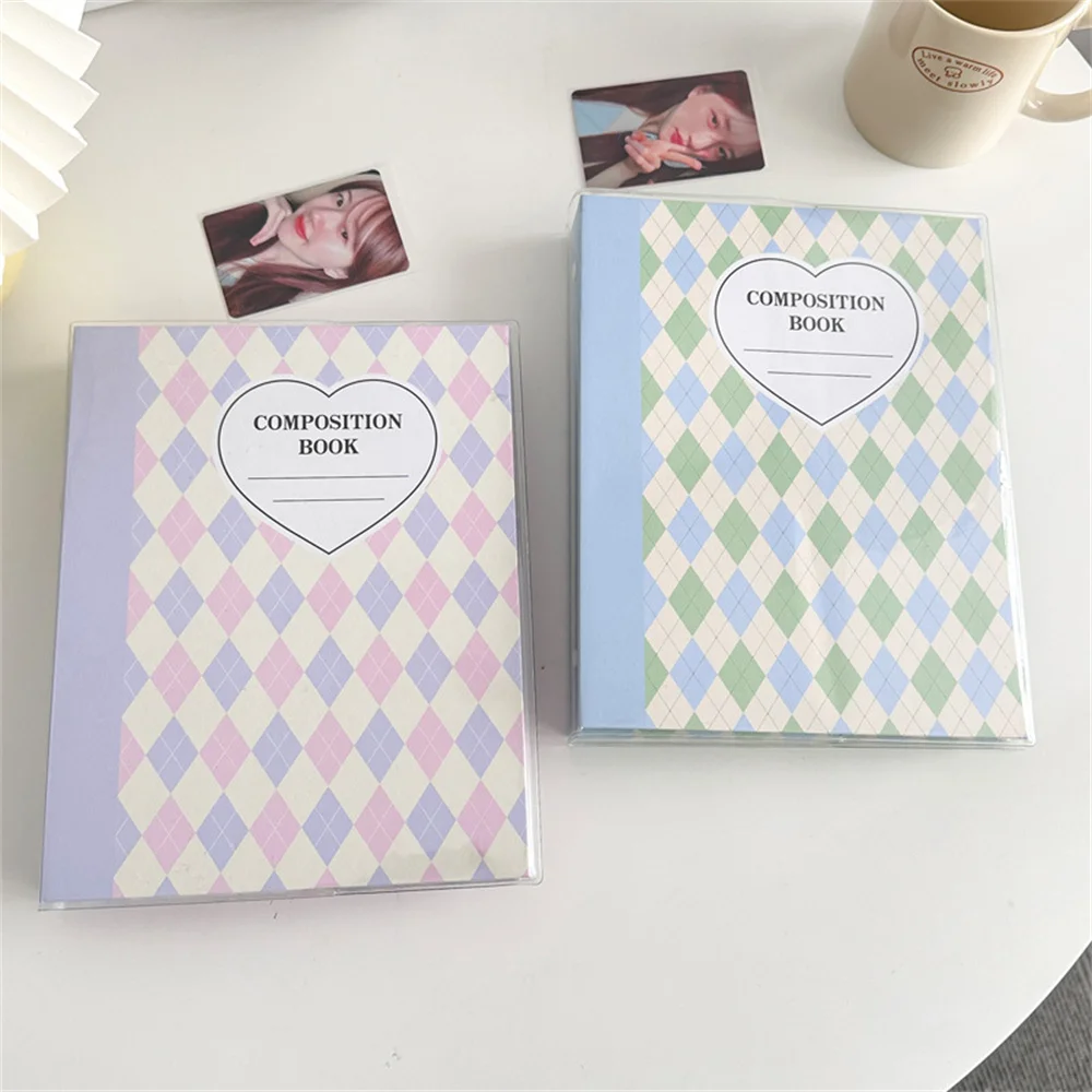 A5 Kpop Photo Album Rhombic lattice Binder Album Photocard Holder Photo Album Cover Idol Cards Collect Book Storage Booklet