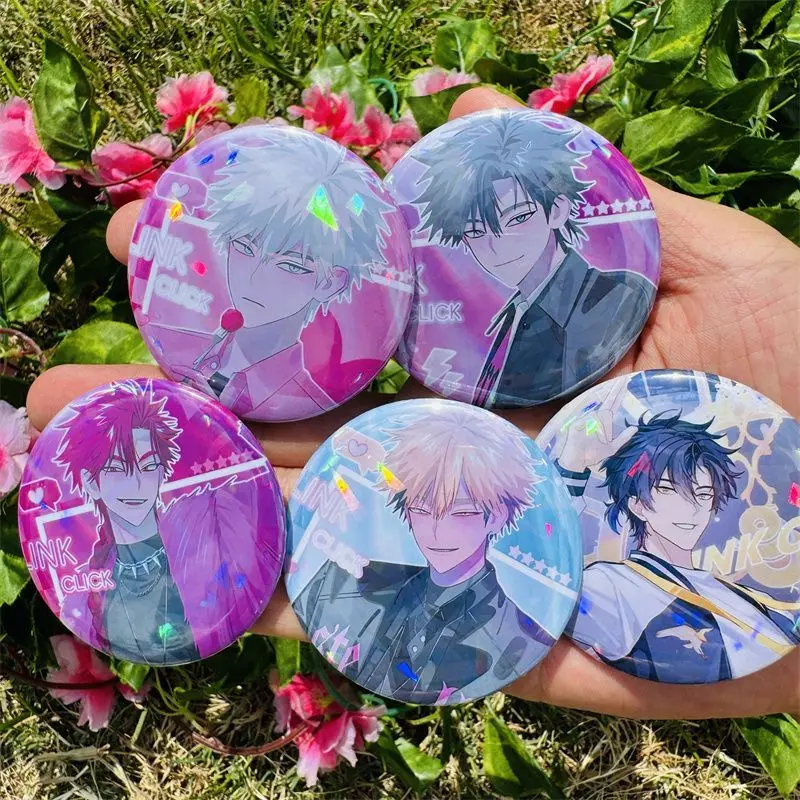 

New Link Click Badge Charles Lucas Anime Peripheral Cute Creativity Printing Pattern Glossy Film Badge Schoolbag Ornament Gifts