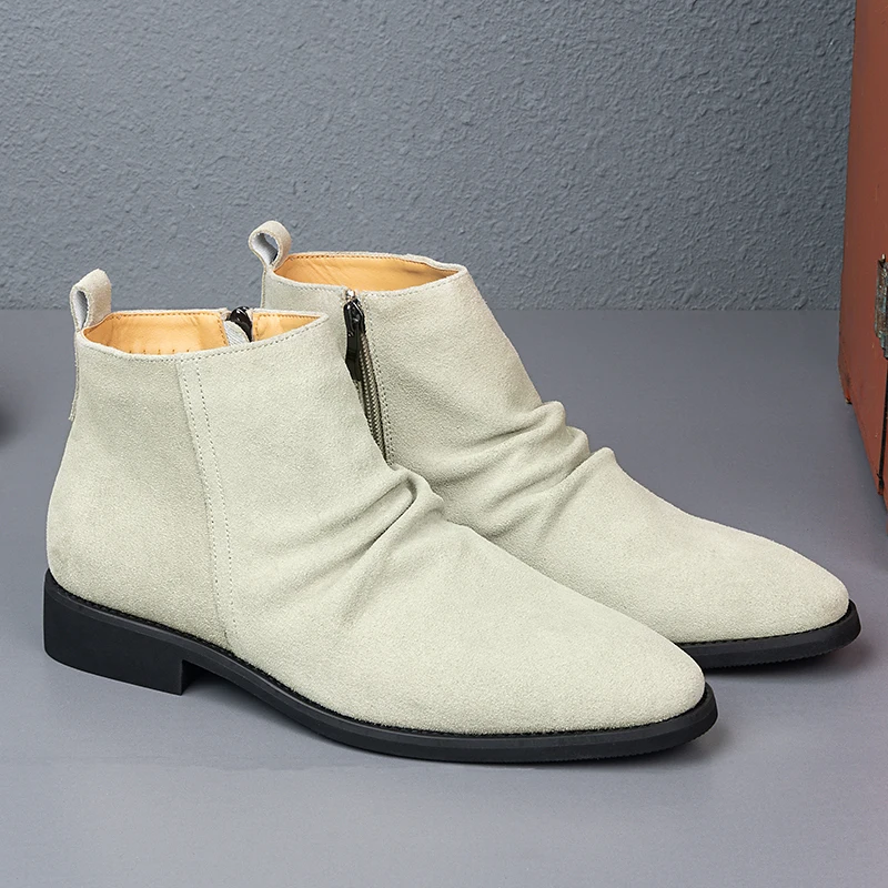

Men Business Chelsea Boots British Casual Comfortable Versatile Fashionable Pointed-toe Brand Boots Social Boots Men Size 38-46