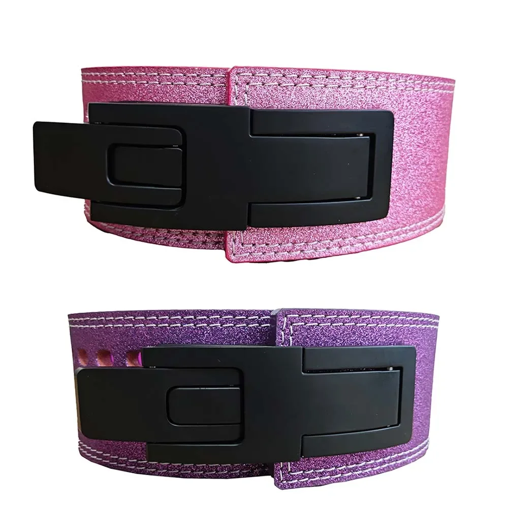 

Pink Glitter Cowhide Weightlifting Belt for Men and Women, Waist Protect, Powerlifting, Bodybuilding, Fitness