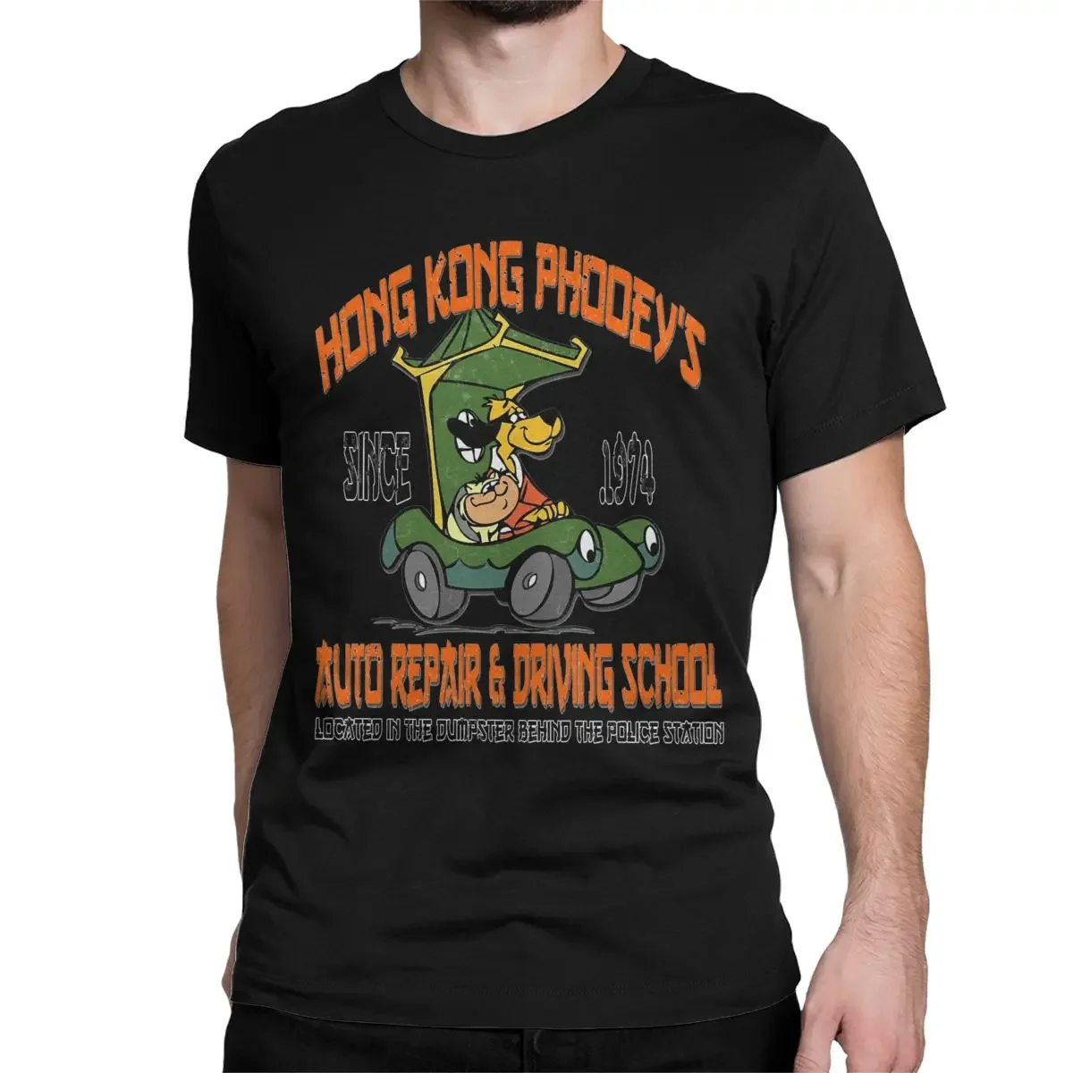 Hongs Kongs Phooey Auto Repair & Driving School T-Shirts Men Crazy Cotton Tee Shirt Short Sleeve T Shirts Gift Clothing