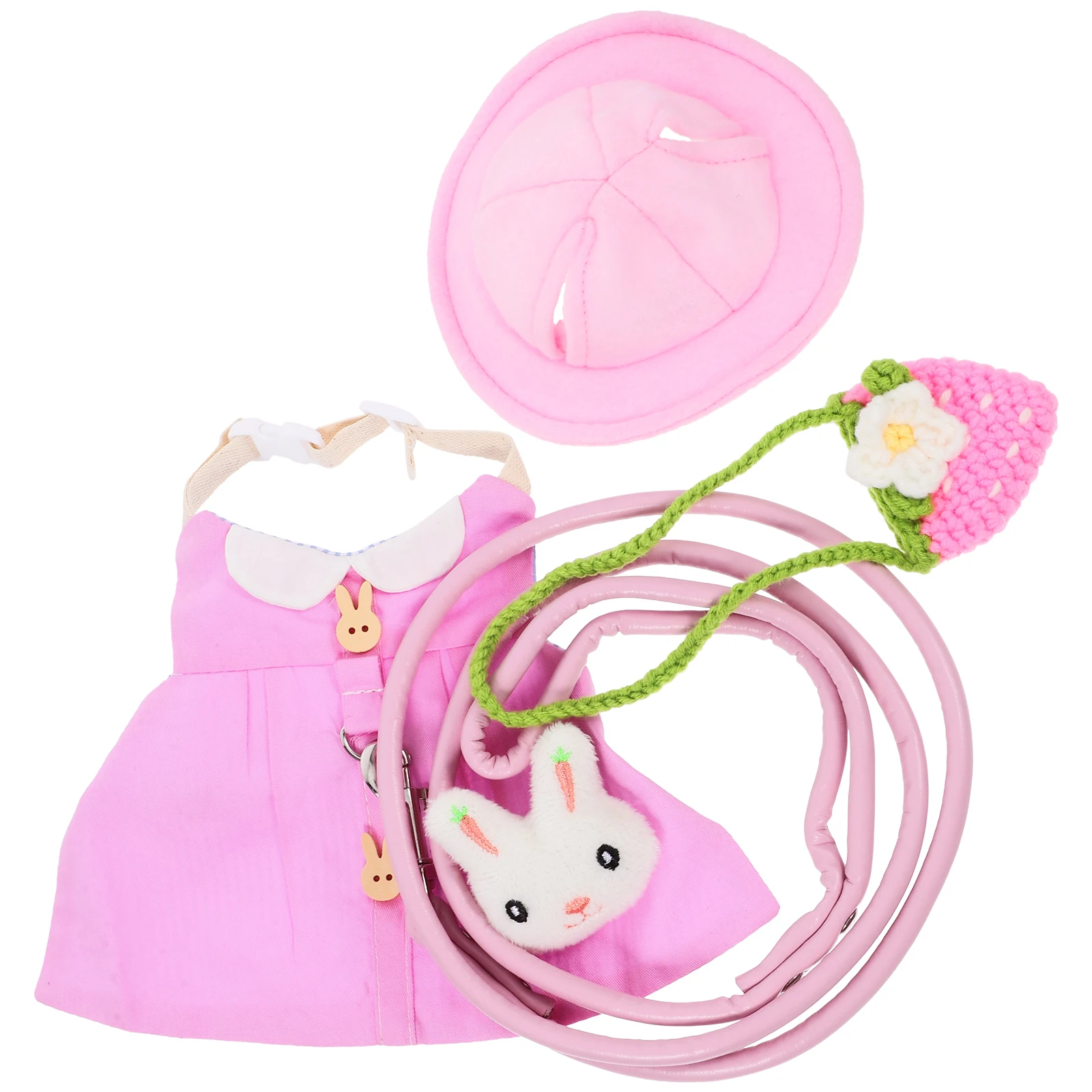 

1 set Pet Rabbit Clothes Adjustable Harness Leash Pink Clothing Accessories for Rabbits Bunnies Small Pets Outfit Travel Photo