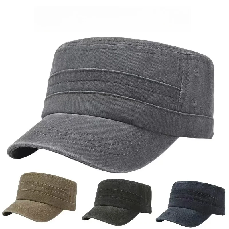 New Big Head Man Large Size Pure Cotton Army Flat Cap Outdoors Baseball Cap Summer Polyester Plus Size Military Hat