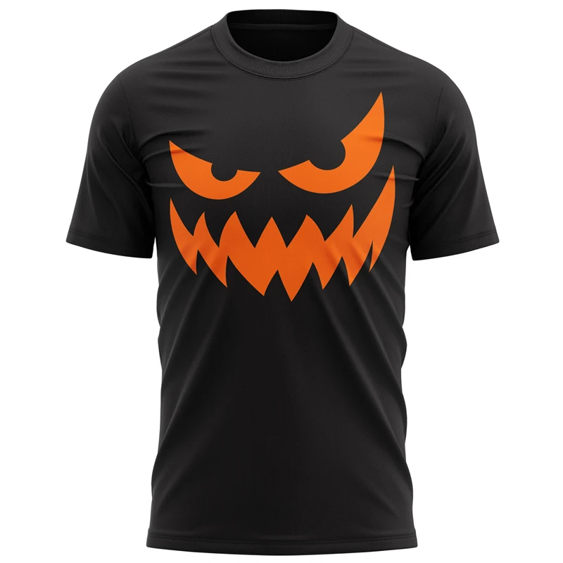 2025 Pumpkin Face T Shirt Men's 3D Printing Halloween Short Sleeve Black Orange Tee Shirts Outfit Party Cosplay Costume T-shirt