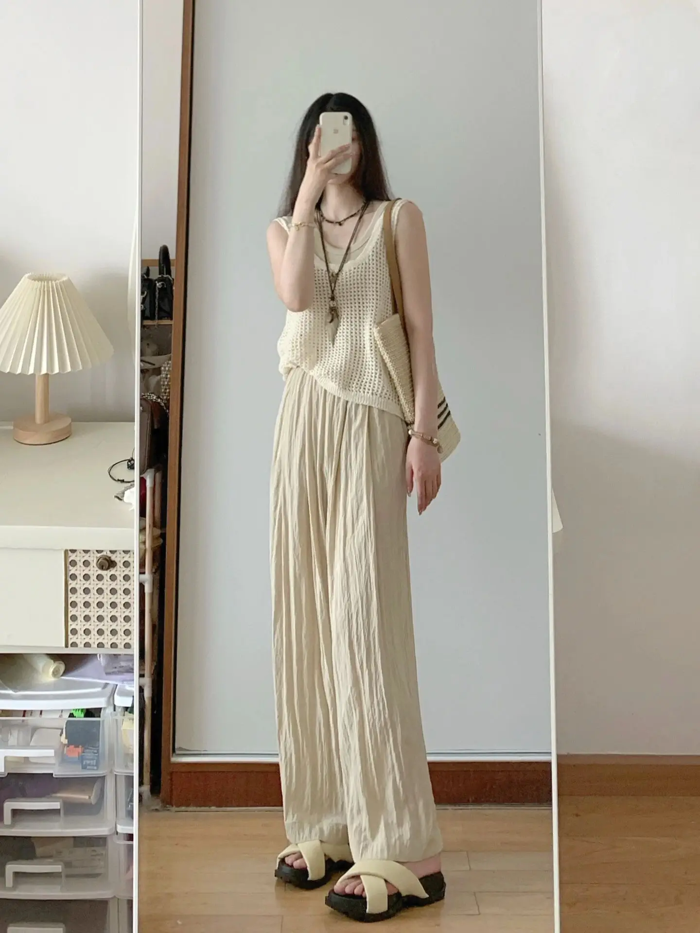 

Летний ажурный вязаный жилет, майка на бретельках, многослойная майка, утягивающий комплект из двух предметов, женский ансамбль Faion