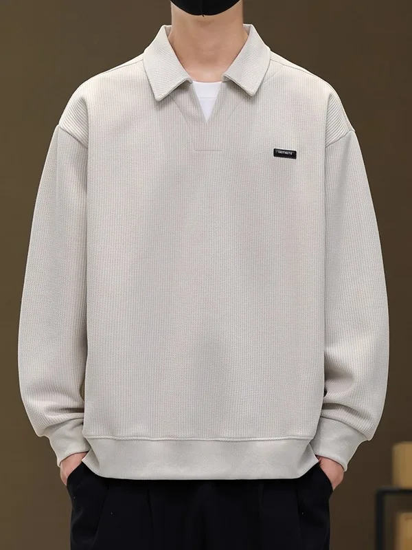 Loose Fit Hoodie Sweatshirt for Men Casual Style Long Sleeve Turn-down Collar Comfortable Cotton Polyester Blend Youth Fashio...