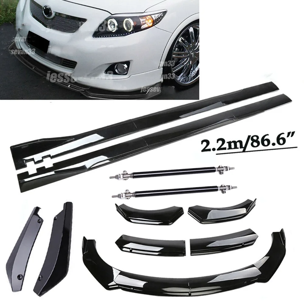 

Front Bumper Spoiler Body Kit / Side Skirt For Toyota Corolla Glossy Black United States