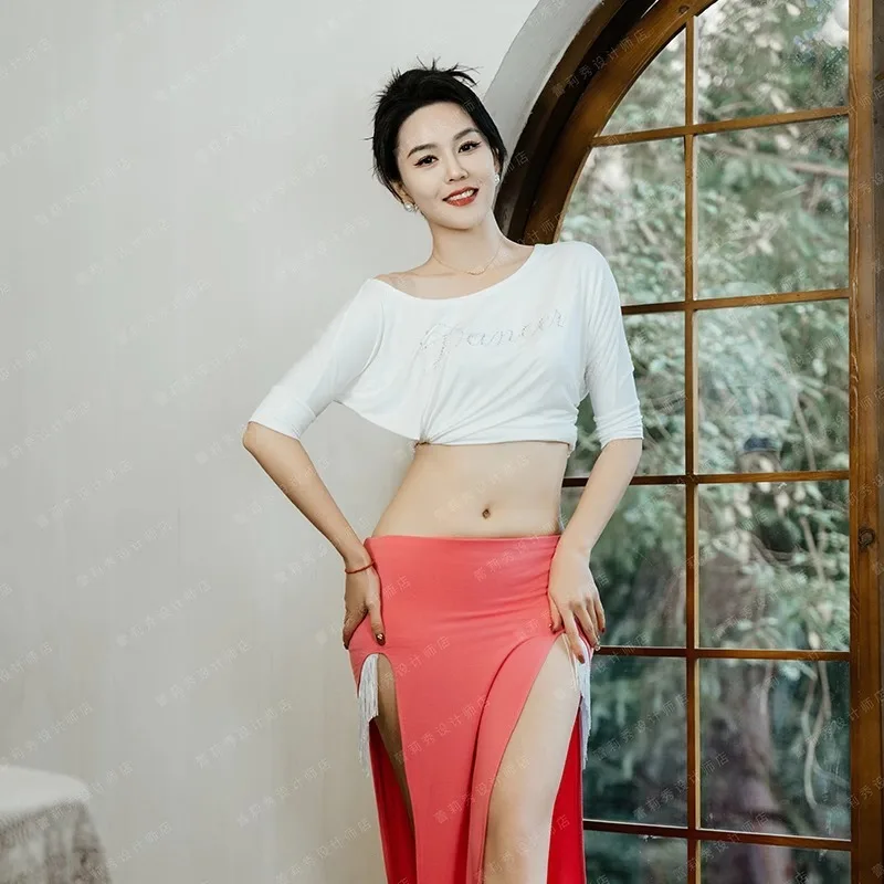 Customized Tassel Short Skirt Top Sexy Belly Dance Skirt Practice Performance Costume Exotic Dancewear Indian Clothes Women