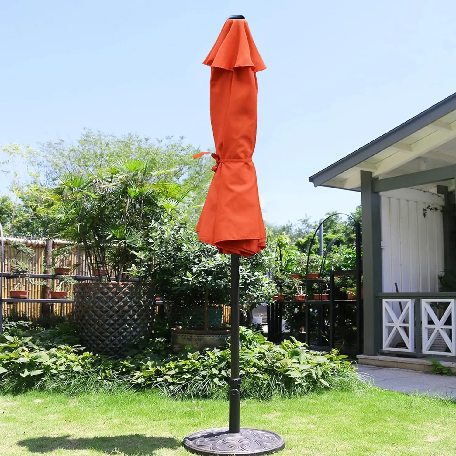 

9' Patio Umbrella Outdoor Table Umbrella with 8 Sturdy Ribs (Orange)