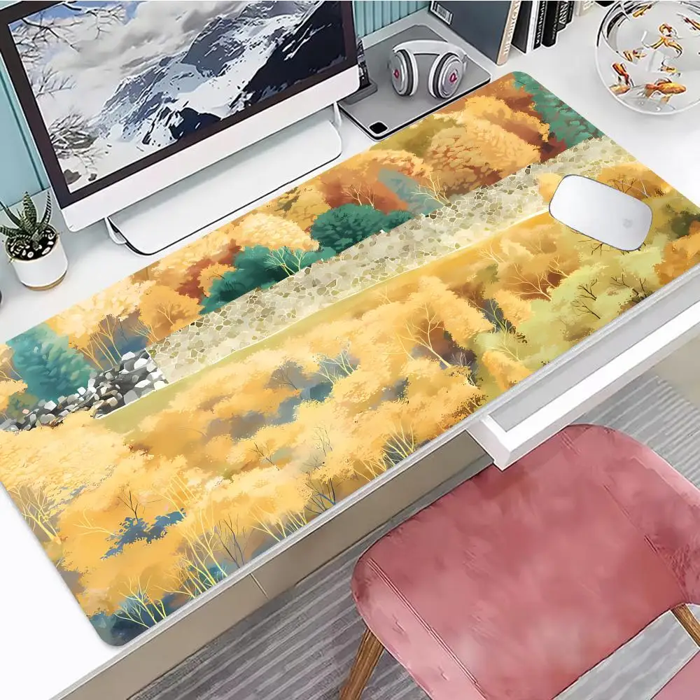 

The Golden Autumn Season Mouse Pad Desk Mouse Pad Nice HD Desk Pad Extended Gaming Keyboard Mats Large XXL Gamer Mousepad 90x40