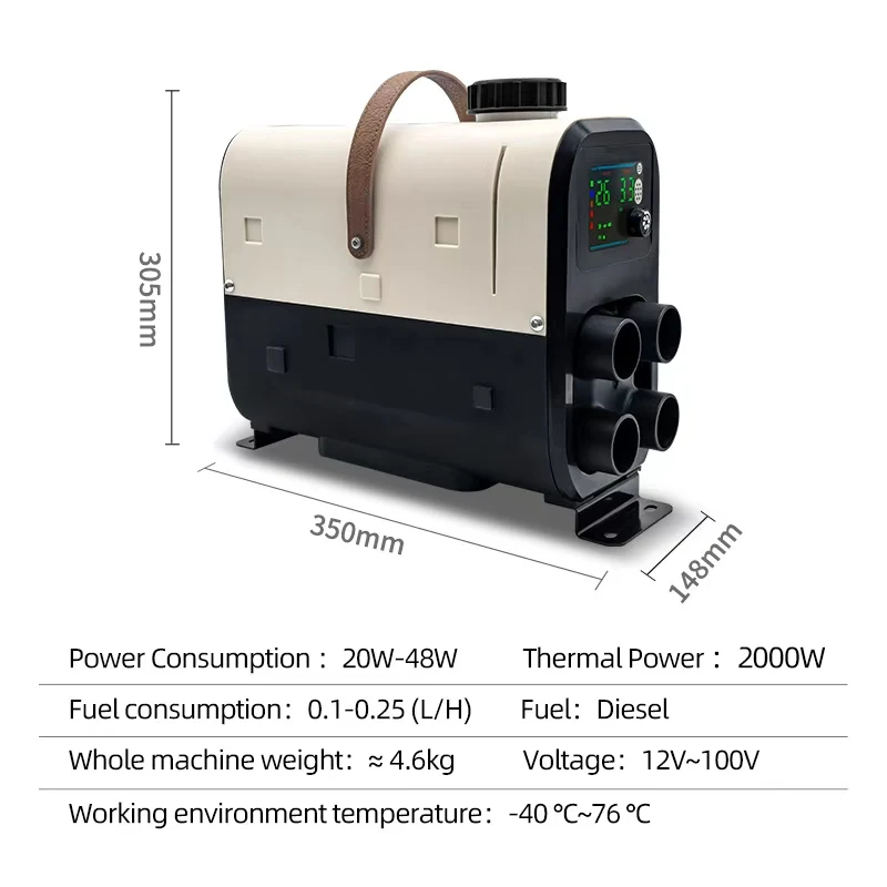 All in One Mini 2000W 12V-100V New Silent Diesel Air Heater for Cars-Cabin Parking Use Easy Installation