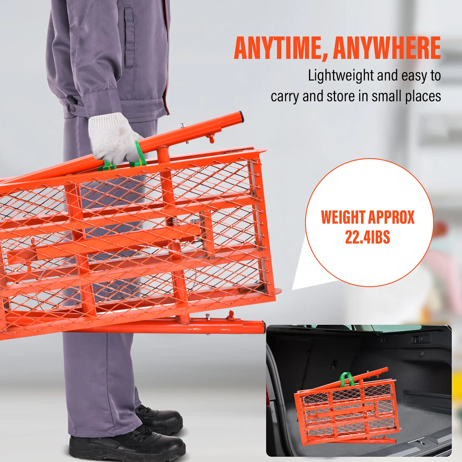 Banco de trabajo de andamio portátil, plataforma de andamio de acero resistente con capacidad de 711 libras, altura ajustable de 27,6-45,7 pulgadas, naranja