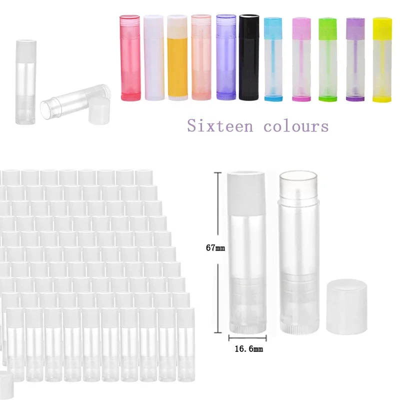 

100Pcs Empty Plastic Lip Balm Tubes DIY Lipstick Tubes Refillable 5g Lip Balm Containers Lip Gloss Tubes Deodorant Containers