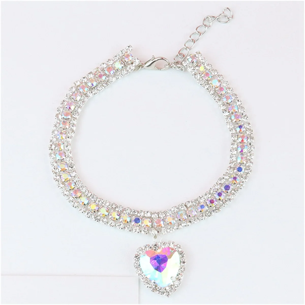 Dog Shiny Rhinestone Collar Cat Heart Diamond Jewelry Necklace Pet Bling Princess Collar Puppy Supplies Accessories,D