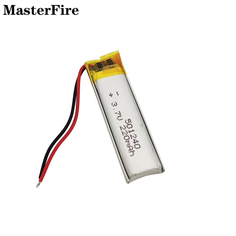 3.7V 220mah Rechargeable Lithium Polymer Battery 501240 for Bluetooth Headset Speaker DashCam Reading Pen Night Light Batteries