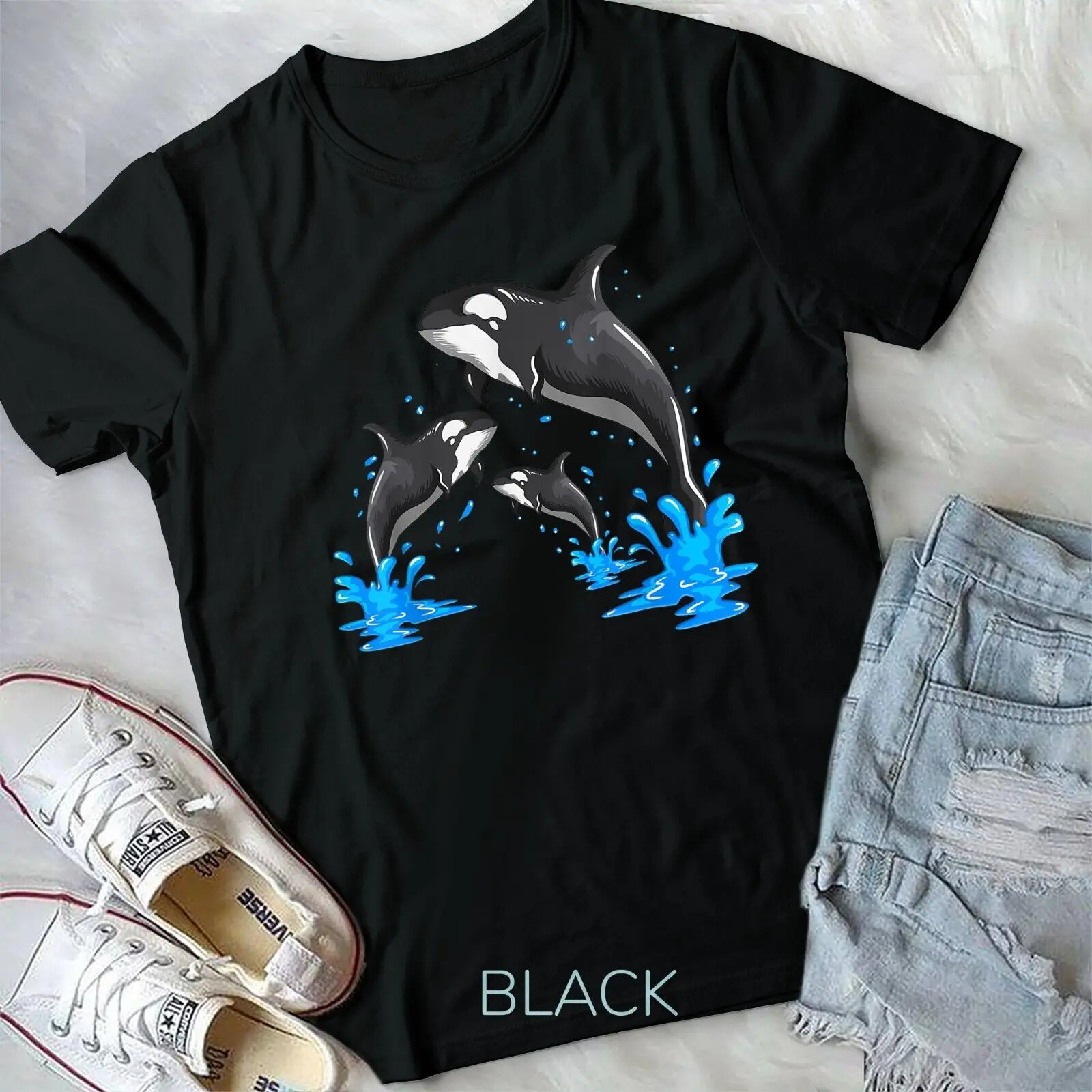 Killer Whale Orca Whale Family Jumps Out Of The Water Unisex T-shirt