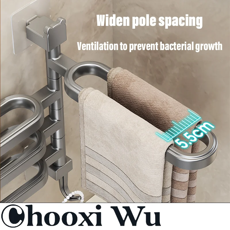 CHOOXIWU-Bathroom rotating towel rack can rotate 180°, bathroom wall-mounted towel rack