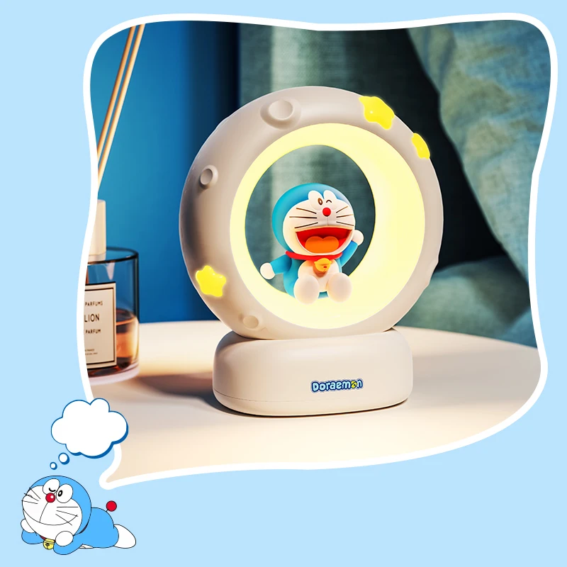 Doraemon LED Night Light Warm Soft Light Cute Anime Lamp Pat Control USB Rechargeable Birthday Christmas Gift Room Decor