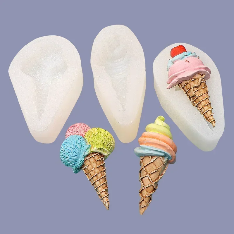 Silicone Ice Cream Cone Modeling  Chocolate Fondant Cake Mold  Decorative Mold DIY Dessert Birthday Cake Biscuit Baking Molds