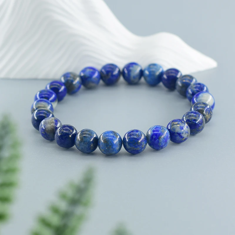 Real 5A Natural Lapis Lazuli Contas de Pedra Pulseira para As Mulheres, Elástico Jóias, Energia de Cura, Presente para Namorado, Alta Qualidade