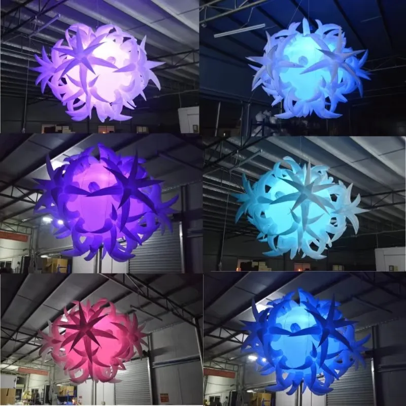 Gigantische Opblaasbare Ballenverlichtingsdecoraties Opblaasbare Puntige Ballenverlichting Met Led-Licht Voor Parkevenementenfeest