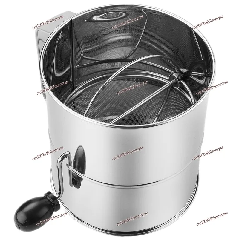

Stainless steel hand crank powder sieve coffee handheld flour r filter screen baking tools