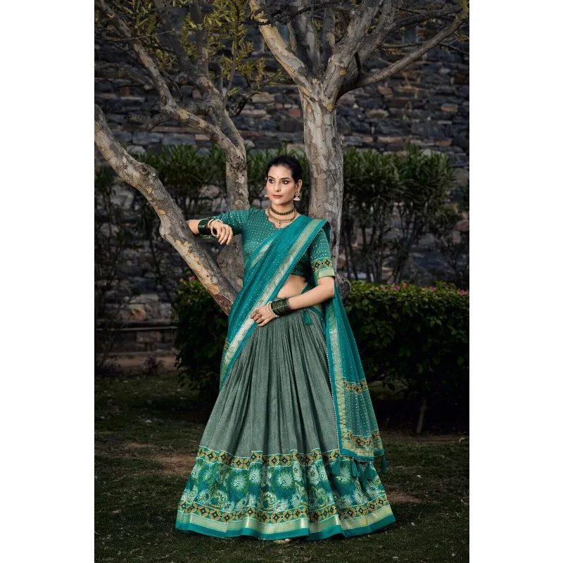 

Dupata New Traditional Style Oak Silk Lehengjiaqioli Wedding Dress India & Pakistan Clothing