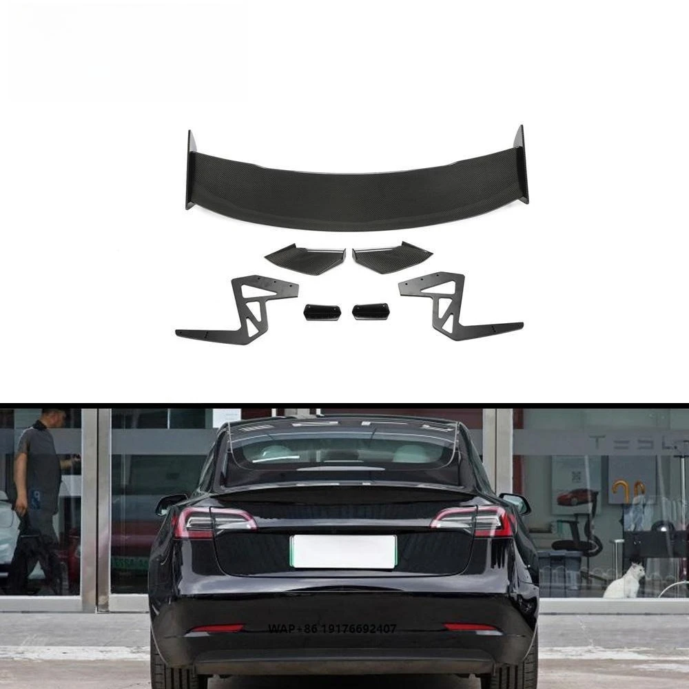 

Carbon Fiber Tail Wing Rear Trunk Lid Spoiler Wing for Model 3 Sedan 4-Door 2016-2021