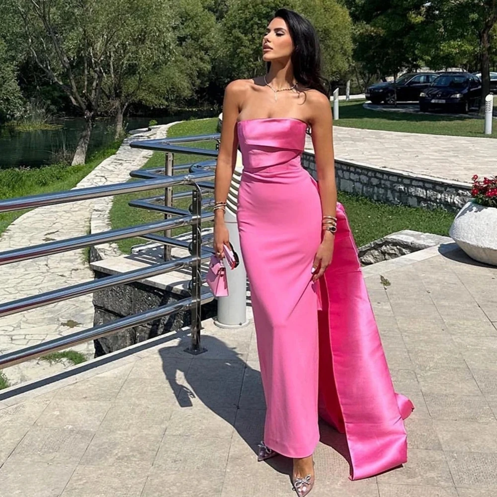 Sexy Prom Dress For Women Simple Strapless Mermaid Formal Evening Gowns Sleevelss Ankle-Length Party Dresses فساتين السهرة