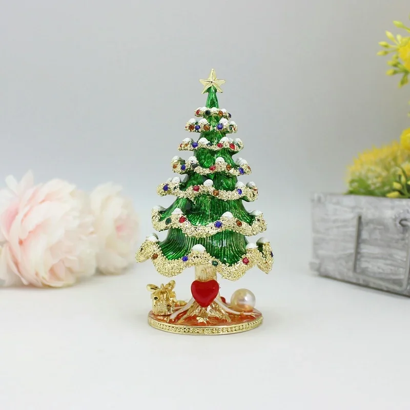 

SHINNYGIFTS New Style Metal Crafts Enamel Christmas Trinket Box Small Home Decorative Christmas Gifts Wholesales