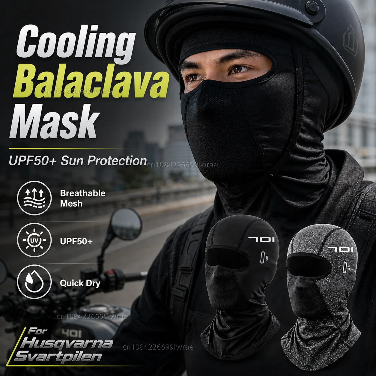 Cooling Motorcycle Balaclava Mask UPF50+ UV Protection Breathable Face Cover Summer For Husqvarna Svartpilen 401 250 701