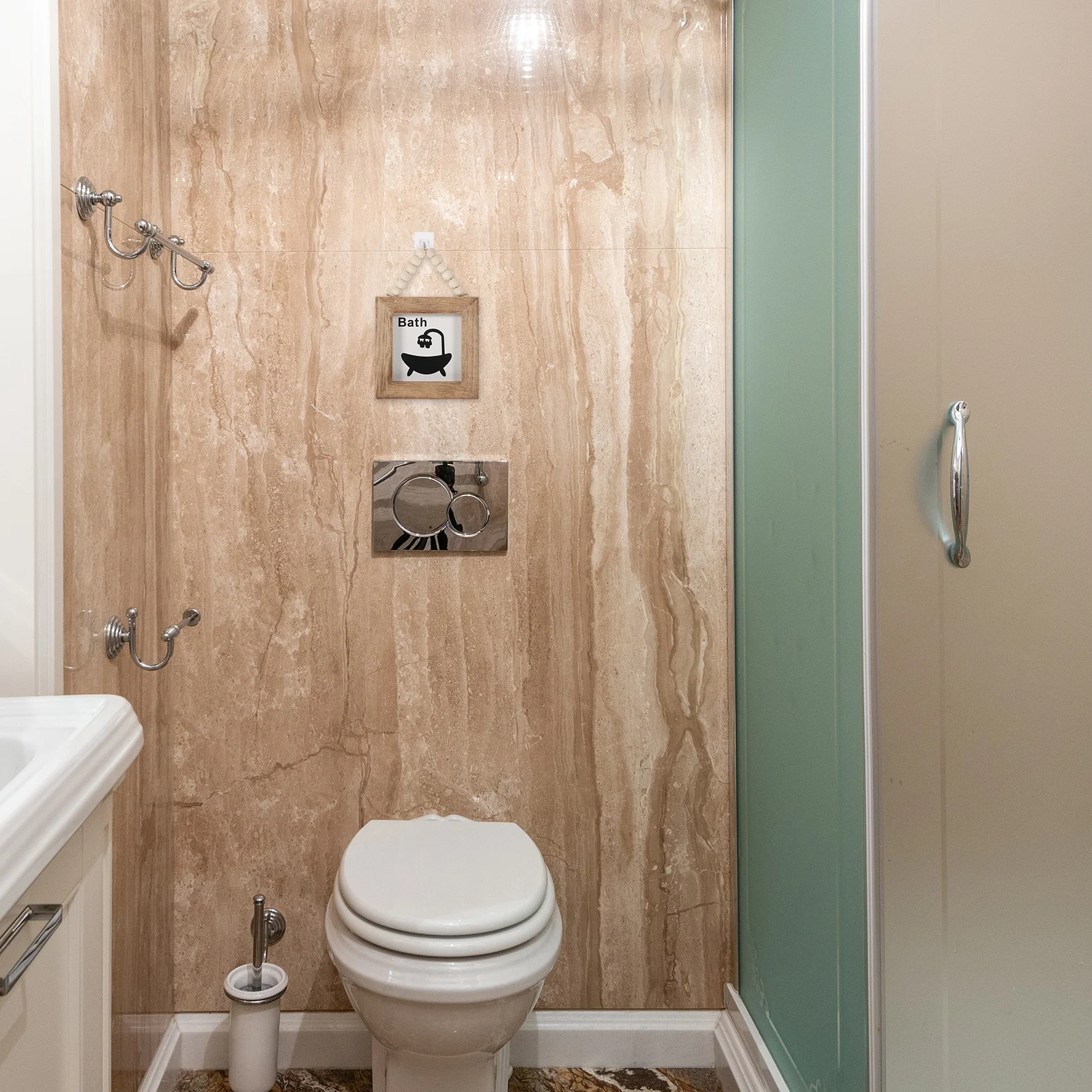 Toilette Targa in legno Decorazione da parete per bagno Decorazione del coperchio Ornamento Appeso Bordo Medaglione Ciondolo Targa per porta di casa